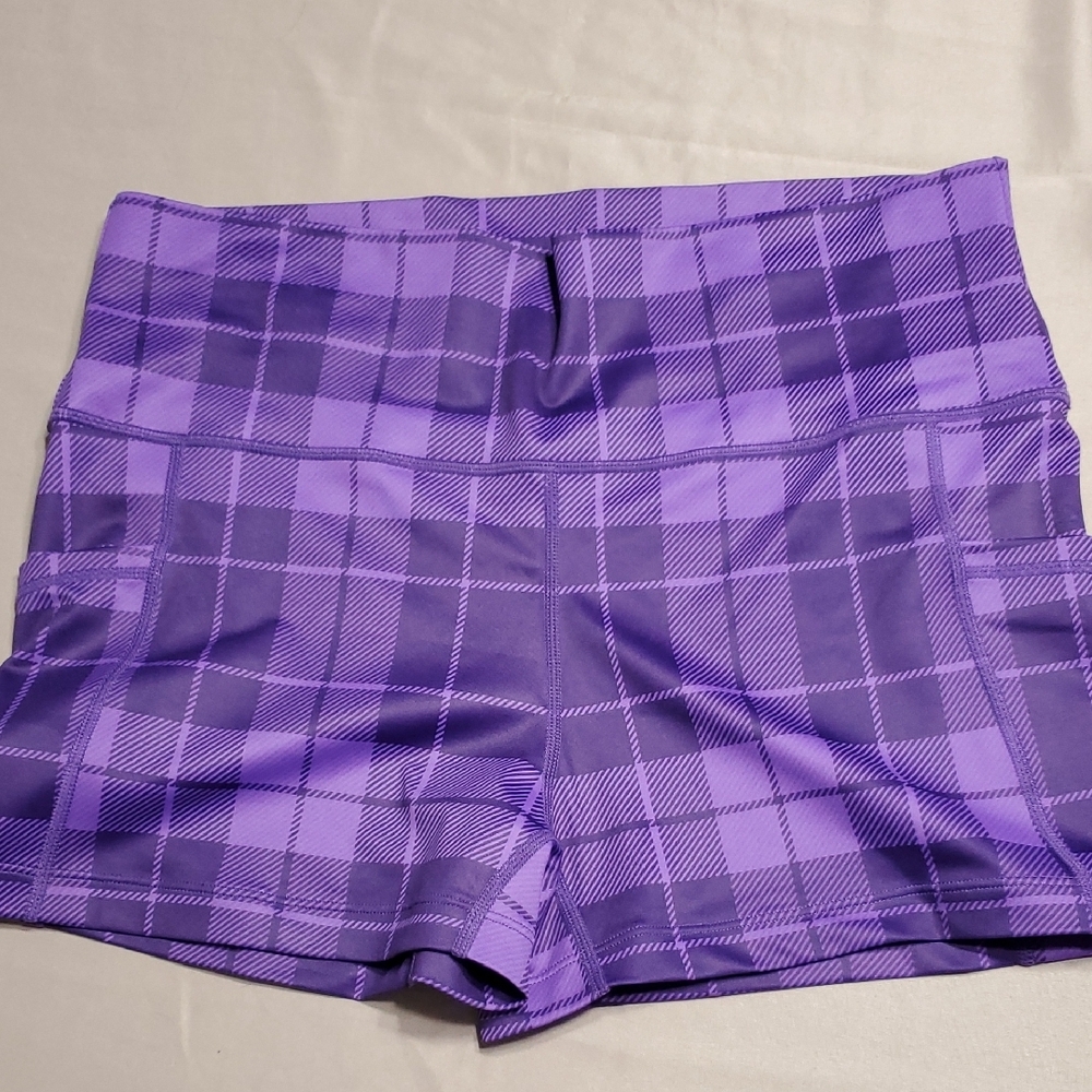 Constantly Varied Gear High Waist Purple Checkered Shorts
